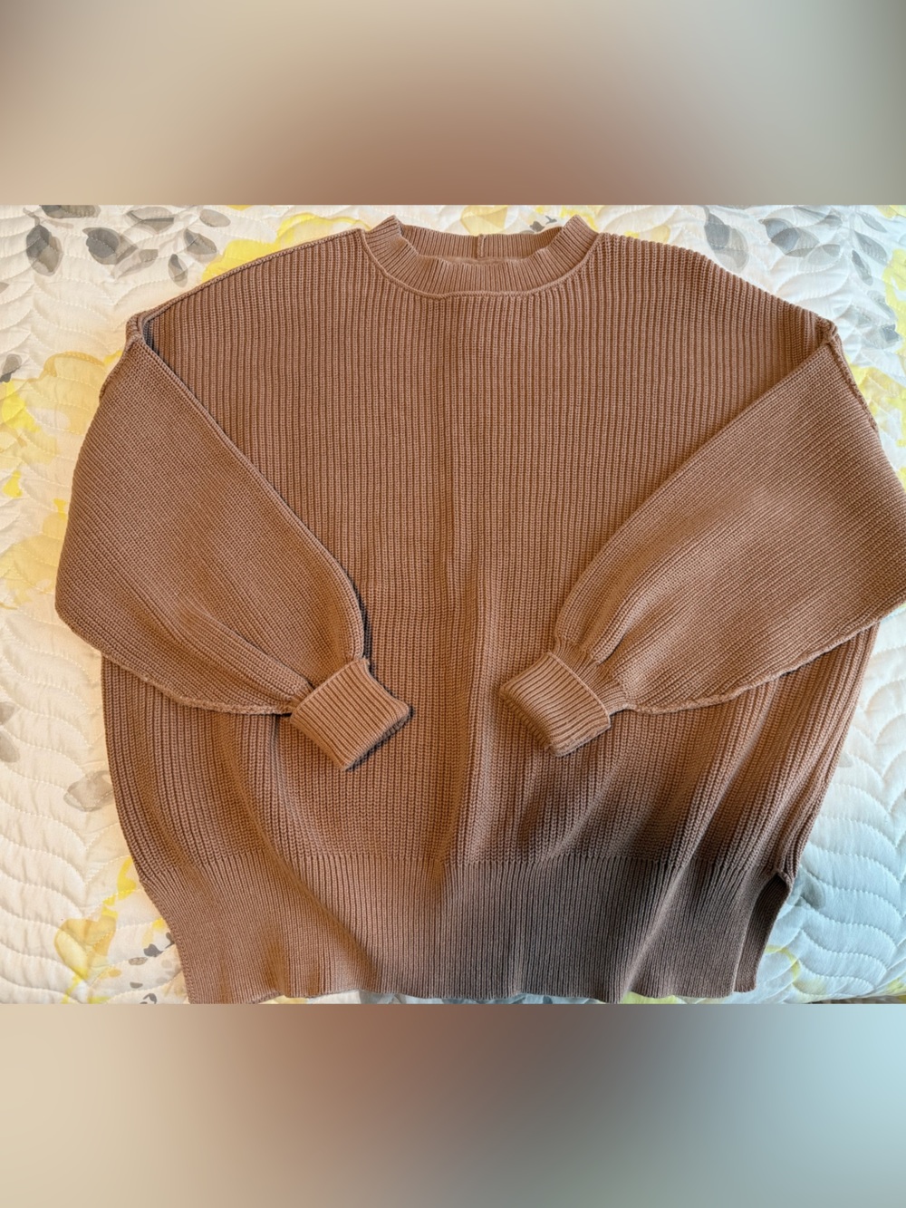 Aerie Oversized Ribbed Knit Sweater in Warm Brown